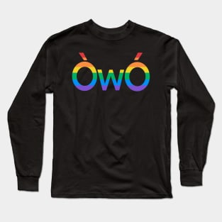 ÒwÓ rainbow gay angry owo pride emoticon Long Sleeve T-Shirt